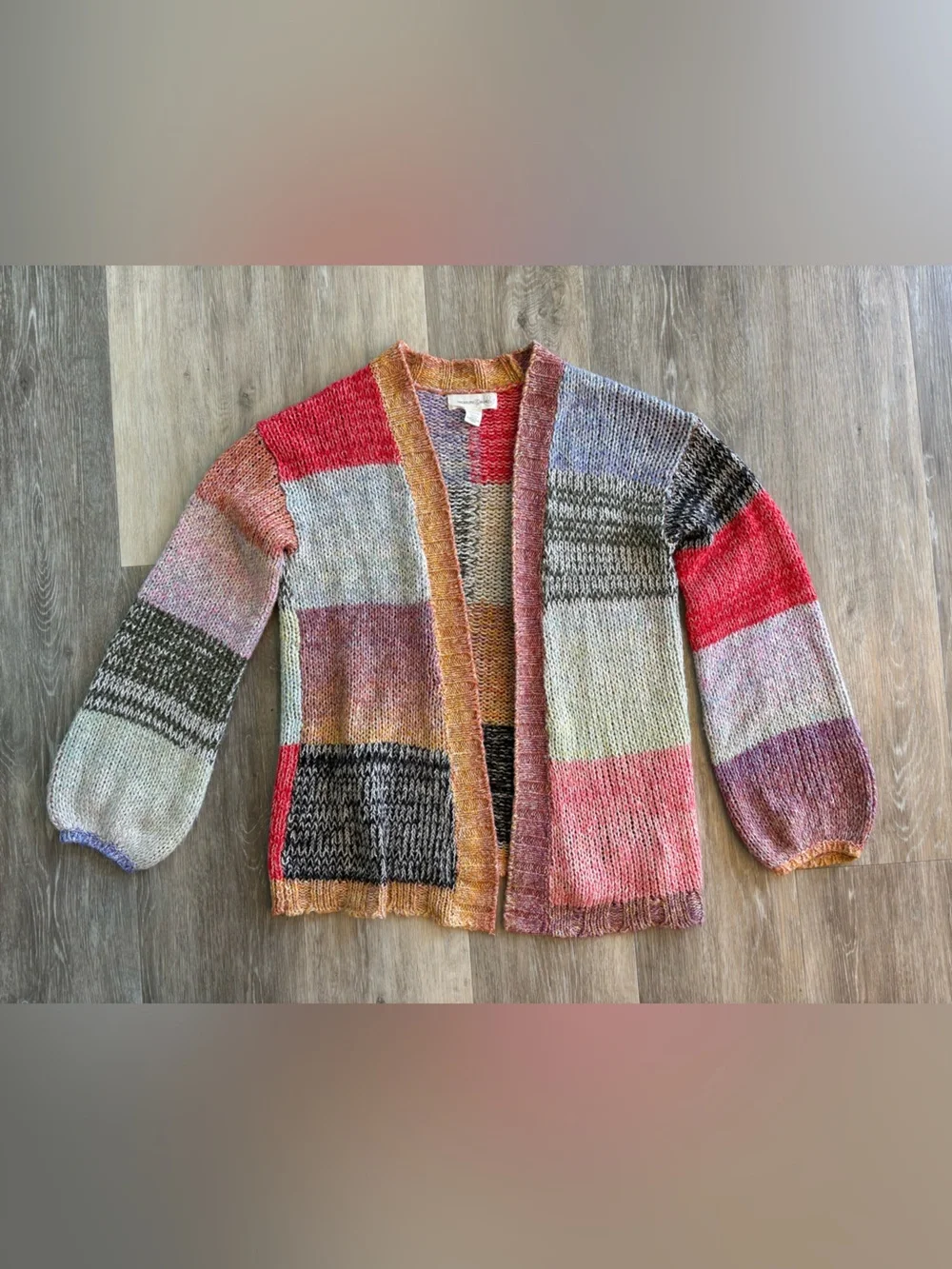 Nordstrom Treasure & Bond Multicolor  Patchwork Cardigan Sweater -Girls Large